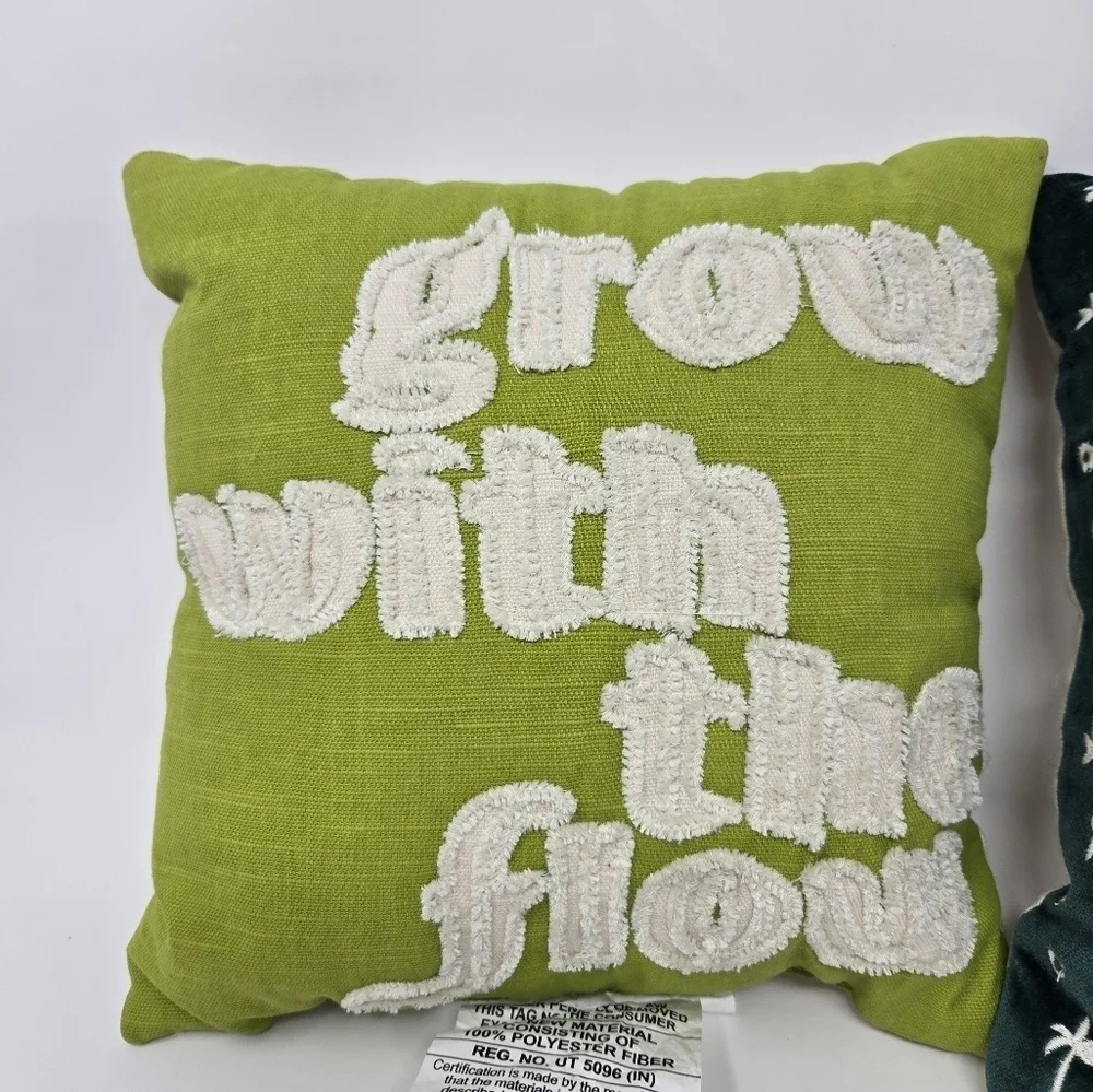 OPALHOUSE SET OF 2 DECORATIVE PILLOW JUNGALOW LIME GREEN HUNTER GREEN 10 X 10